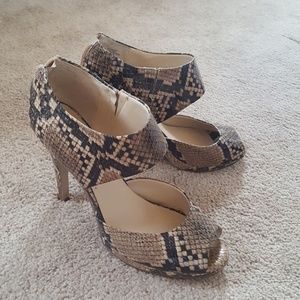 Nine West Snakeskin Open Toe Shoes Sz 9